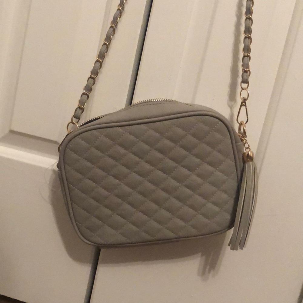 Grey quilted cross body